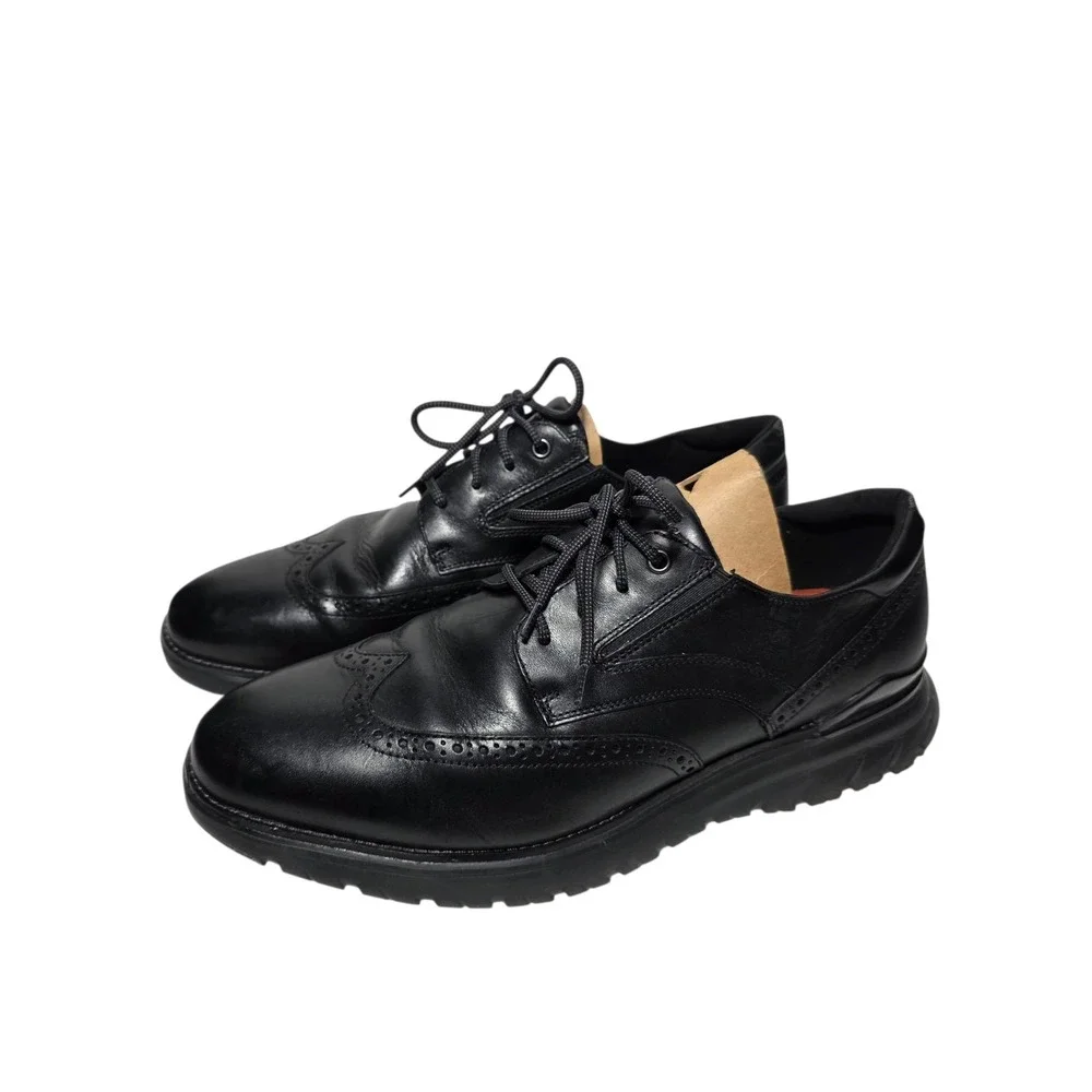 Rockport Total Motion Mens Wingtip‎ Shoes Size 13 W Bkack Leather LNC